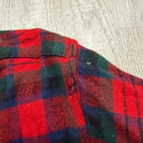 Vintage Pendleton Wool Flannel Shirt Men's Large Red Green Tartan Plaid 90s USA - Picture 16 of 16